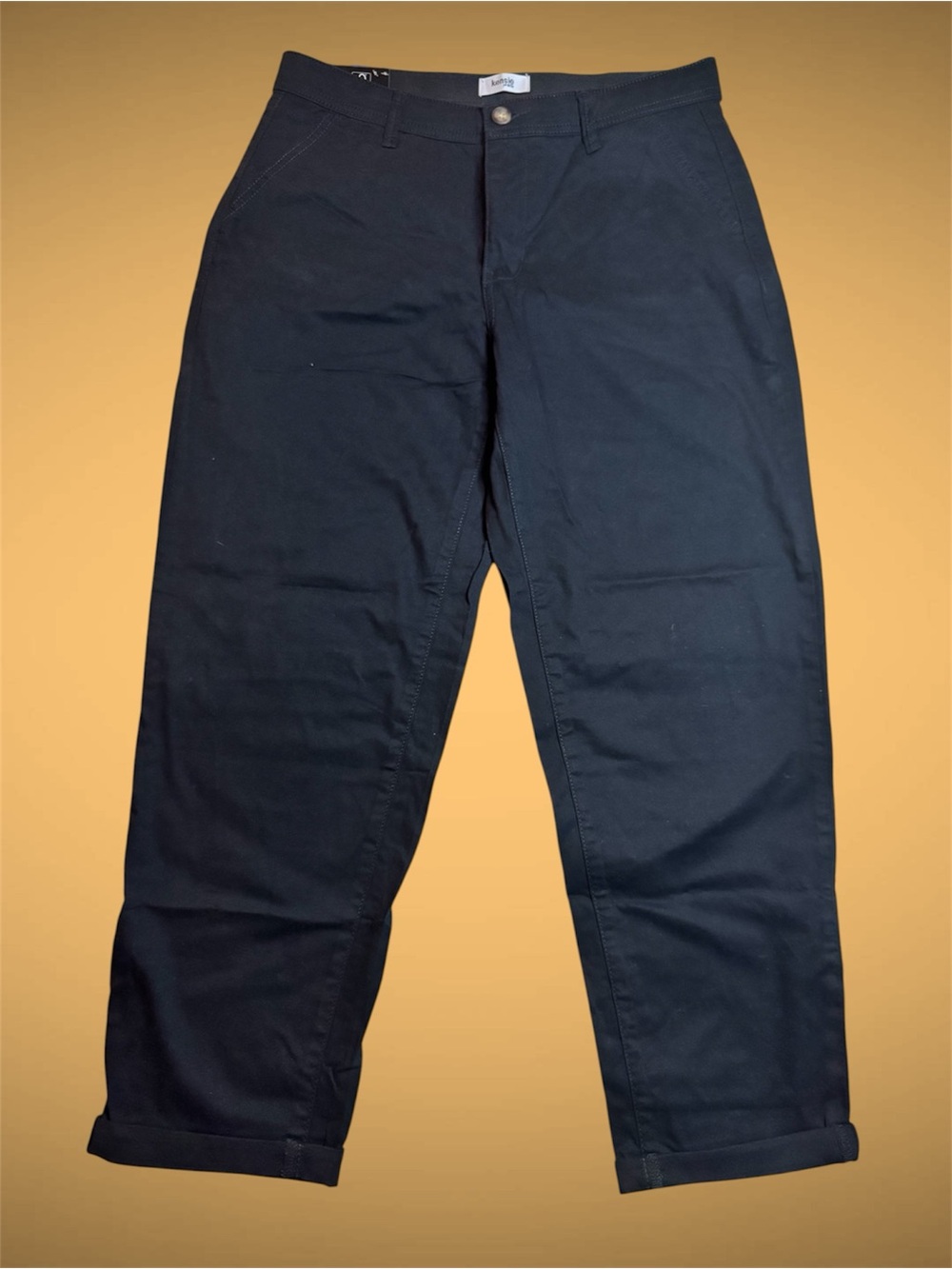 NWT Kensie Black Cropped Chino Pants Rolled Cuff sz 10